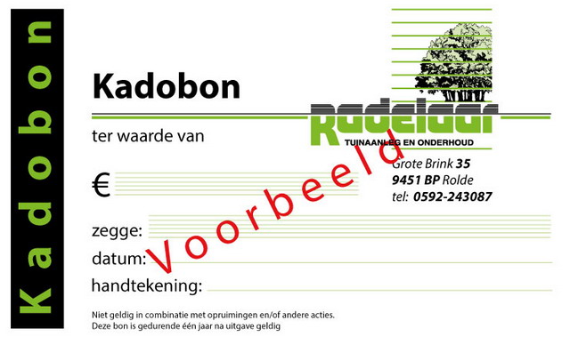 Kadobon tuincentrum Radelaar
